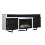 Enterprise Glossy White Finish 26-inch Classic Flame Electric Indoor Fireplace Media Mantel