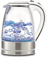 Royal 1.7L Cordless Glass Electric Hot Water Tea Kettle Blue LED Stainless Steel (50 oz, White) N2