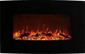 Neptune 35 Inch Curved Black Wall Mounted Electric Fireplace