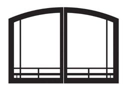 Mission Arch 36 inch Fireplace Doors VFR36SMHP - Hammered Pewter