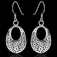 Silver Women's Fashion Jewelry Hollow Drop Dangle Earrings 925 Sterling N2
