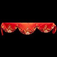 19" X 90" Wide Christmas Embroidered White Bells and Red Candles on Red Fireplace Mantle Scarf