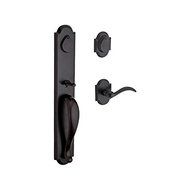 Baldwin DCELKXARCLRAR481 Reserve Double Cylinder Handleset Elkhorn x Arch with Rustic Arch Rose, Dark Bronze Finish...