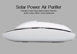 Solar Power Air Purifier - Polysilicon Solar Panel, Built-in Battery 600mAh, Active Carbon HEPA, Ozone Disinfection