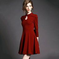 Spritech(TM) Women Fashion Long Sleeve Slim Back Lace Hollow-out Autumn Dress with Sweet Bowknot for Wedding Party...
