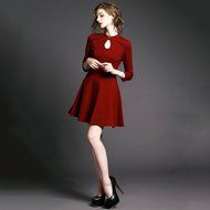 Spritech(TM) Women Fashion Long Sleeve Slim Back Lace Hollow-out Autumn Dress with Sweet Bowknot for Wedding Party... N2
