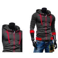 Yaheeda Men&#039;s Long Sleeve Full-zip Hooded Casual Jersey Sweatshirt Pullover Shirt N7