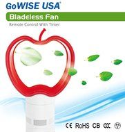 GoWISE USA GW21106 Bladeless Apple Fan with Remote Control &amp; Timer Red