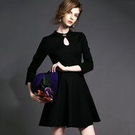 Spritech(TM) Women Fashion Long Sleeve Slim Back Lace Hollow-out Autumn Dress with Sweet Bowknot for Wedding Party... N3