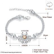 New 925 Sterling Silver Plated Women Sunflower Crystal Bracelet Bangle Jewelry