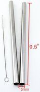 2 BOBA Straw Stainless Steel Extra Wide 1/2" x 9.5" Long Tapioca Pearl Bubble Tea Thick FAT - CocoStraw Brand N2