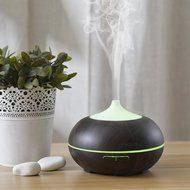 Essential Oil Diffuser,Oak Leaf 300ml Wood Grain Aromatherapy Essential Oil Diffuser with 7 Color shades,Aroma...