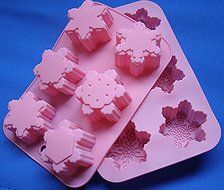 6 Cavity Silicone Sugar, Fondant and Cake Mold, snowflake Theme, Pink