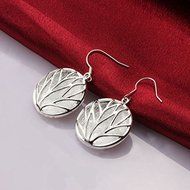 Elegant Silver Plated Women Retro Round Hook Dangle Drop Earrings Jewelry GIft N2