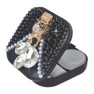 KAKA(TM) Fashion Box Kit 3D Handmade Rhinestone Bling Crystal Design Skull Pattern Decorated Black Mini Contact... N2