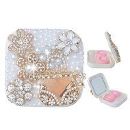 KAKA(TM) Fashion Box Kit 3D Handmade Rhinestone Bling Crystal Design Skull Pattern Decorated Black Mini Contact... N3