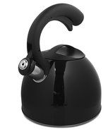 Cook Prep Eat KITDRI-87251 2-1/2 quart Stainless Steel Sleek Tea Whistling Kettle with Trigger Spout, Large, Black