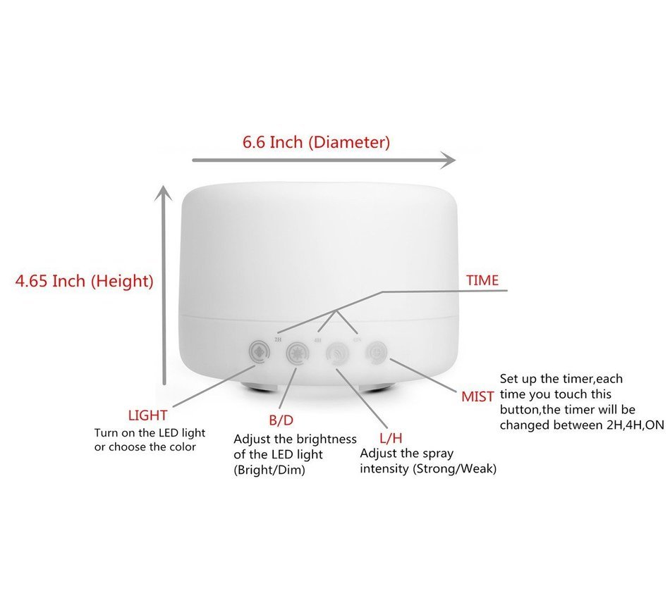 Erin 500ml Aromatherapy Essential Oil Diffuser Ultrasonic Aroma Cool Mist Humidifier Quiet with Automatic Shut...