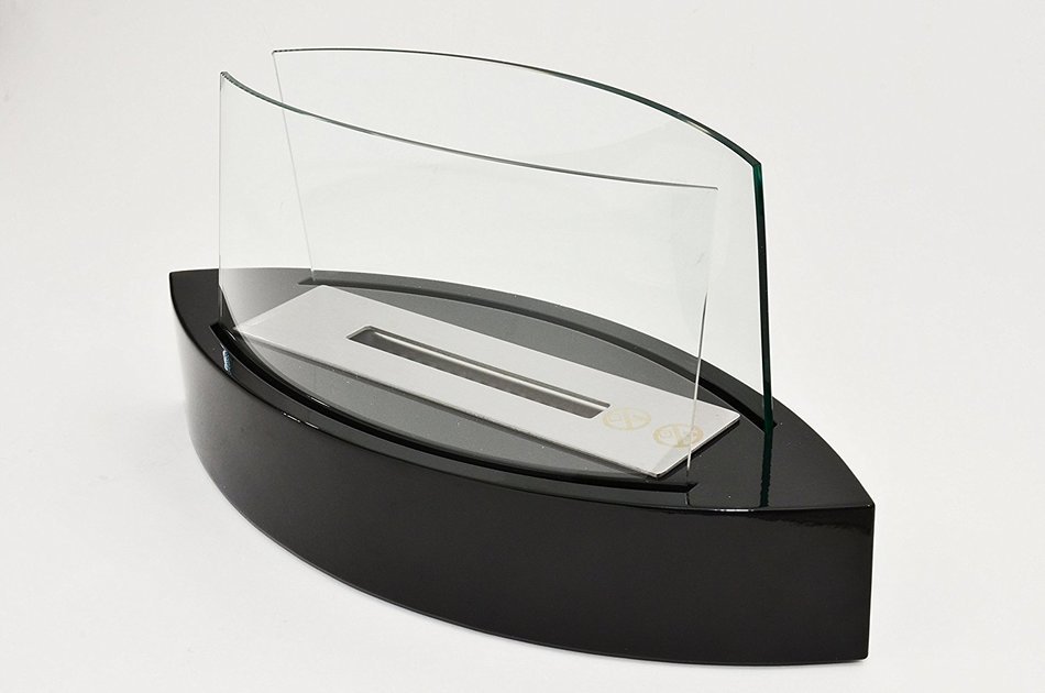 Chic Fireplaces- Luxury Concord Black Table Top Ventless Bio Ethanol Fireplace Indoor / Outdoor N3