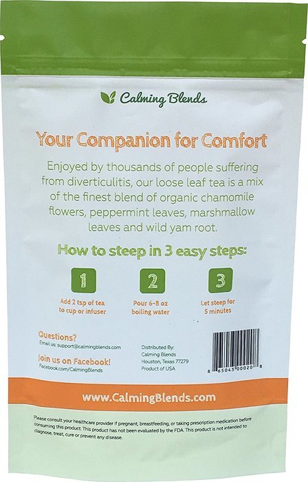 Diverticulitis and Diverticulosis Tea. All Organic and Caffeine Free. Locally grown and packaged in the US. N4