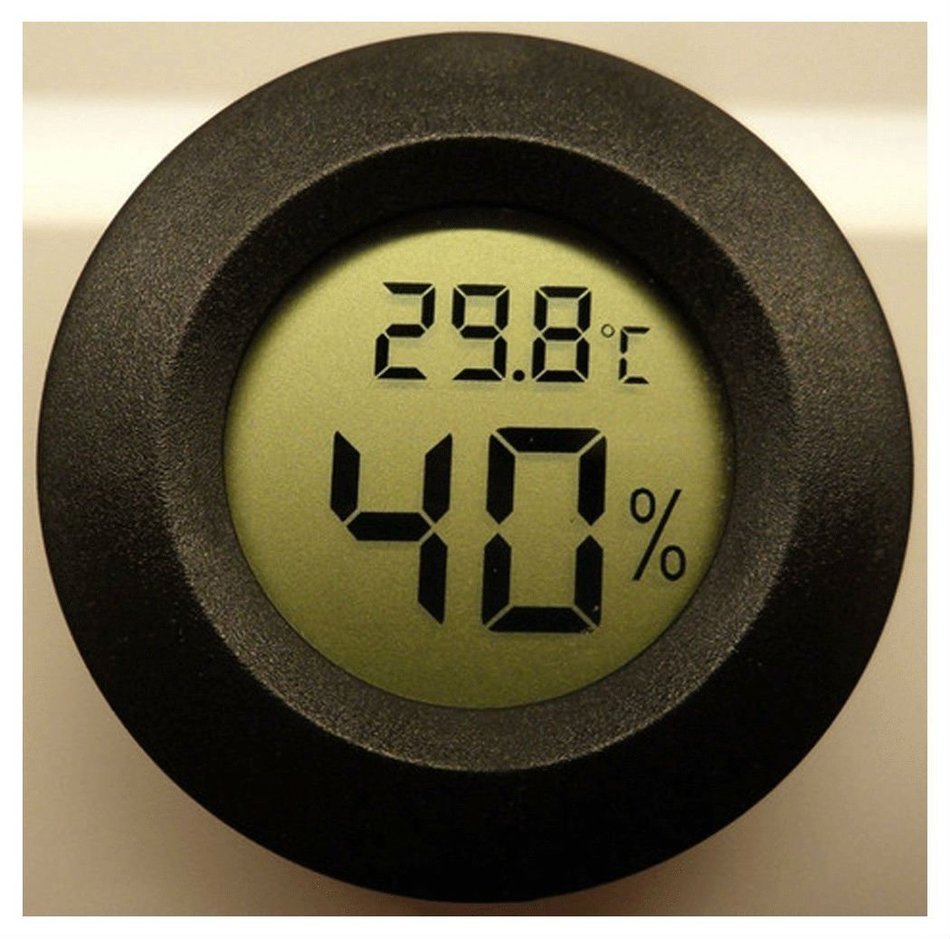 Digital Cigar Humidor Hygrometer Thermometer Temperature Round Black NEW Best Selling N5