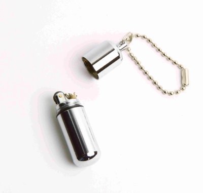 YYMIAO Capsule shape Silver color Firestash Carabiner Keyring Key Chain holder lighter