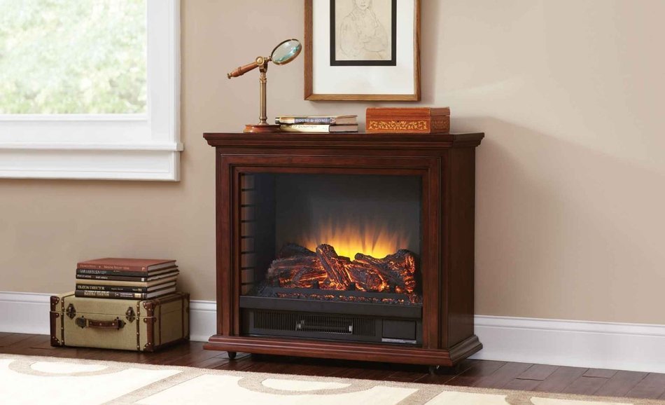 Pleasant Hearth Sheridan Mobile Fireplace, GLF-5002-68 (Complete Set) w/ Gift: Premium Microfiber Cleaner