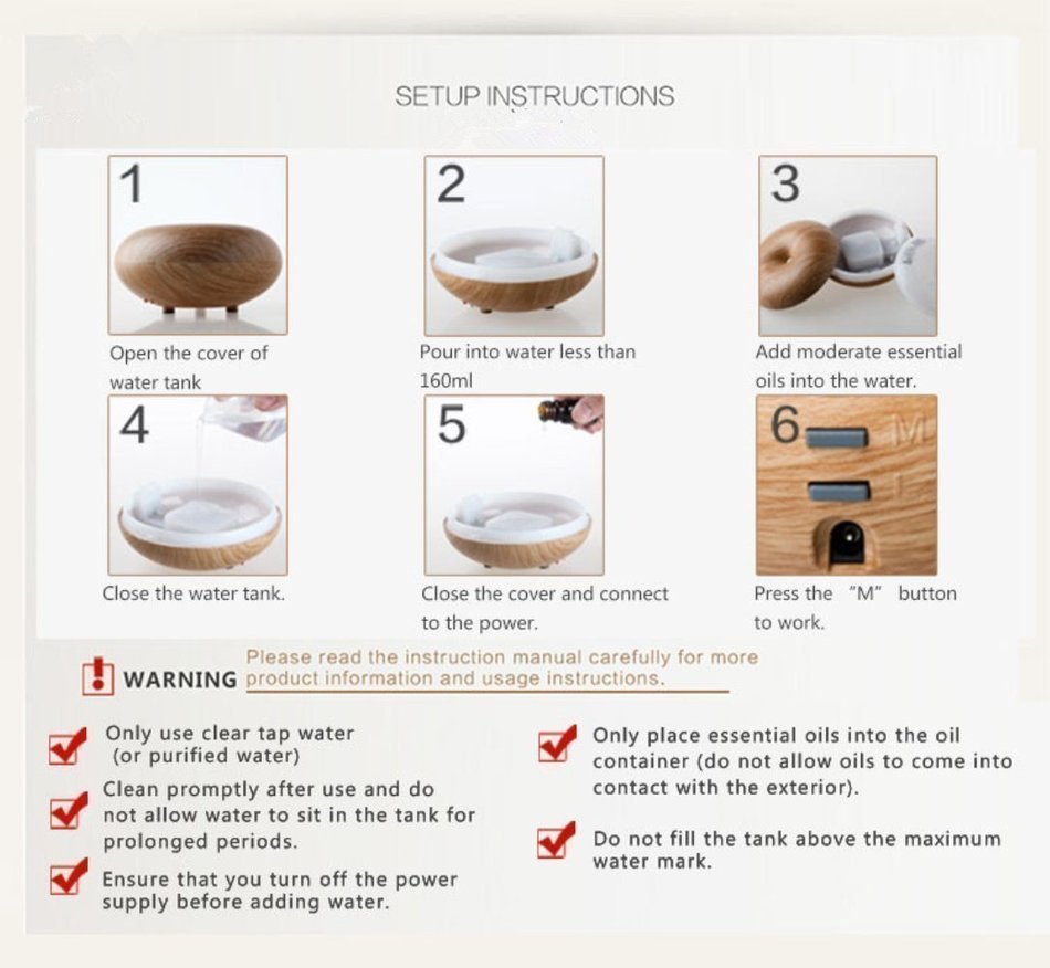 Aphse Electric Ultrasonic Humidifier Diffuser Aromatherapy Essential oil Diffuser,120ML Whisper-Quiet,Enjoy Aromatherapy...