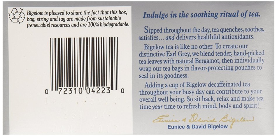 Bigelow Earl Grey Decaf Tea Bags, 20 ct N8