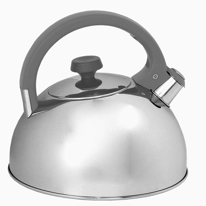 Oneida 3qt Induction Ready Stainless Steel Whistling Tea Kettle with Gray Handle