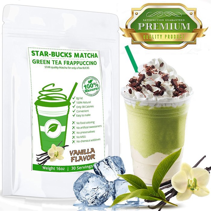 STAR-BUCK Matcha Latte Frappe Mix (16oz) - STAR Quality Matcha for a few BUCKS - Made with Certified 100% Organic... N4
