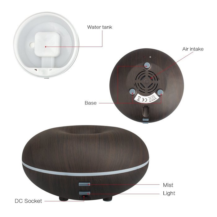 140ml Cool Mist Humidifier Ultrasonic Aroma Essential Oil Diffuser with 7 Cloor LED Lights for Office Home Room... N6