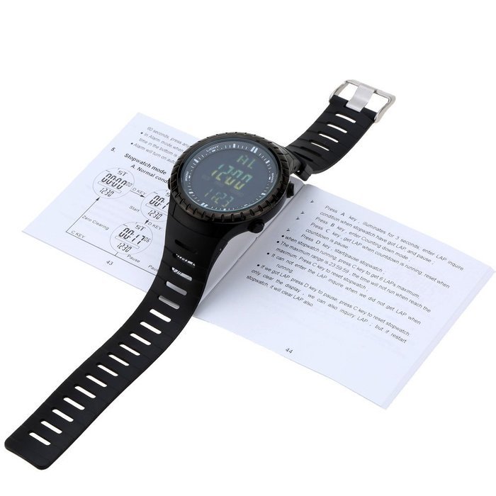 Docooler 5ATM Waterproof Outdoor Fishing Watch Altimeter Barometer Thermometer Multifunctional Digital Wristwatch N7