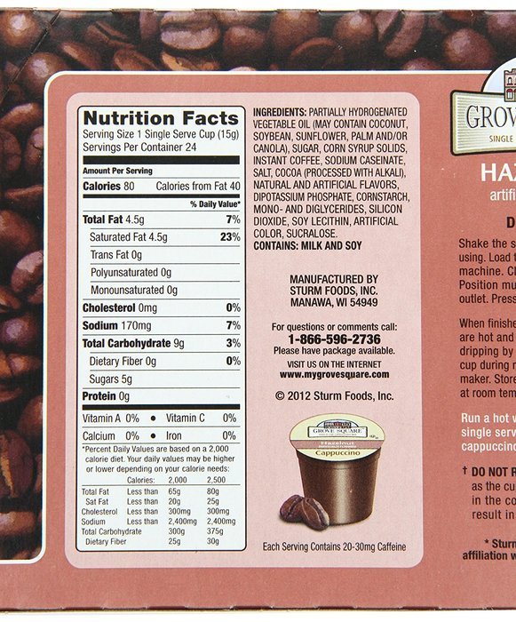 Grove Square Cappuccino, French Vanilla, 24 Count Single Serve Cups N79