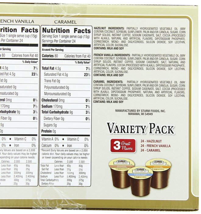 Grove Square Cappuccino, French Vanilla, 24 Count Single Serve Cups N85