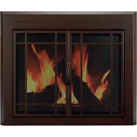 Pleasant Hearth Eaton Cabinet Prairie Style Fireplace Glass Door, Burnished Bronze, Small, ET-5500 N2