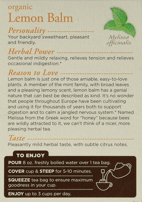 Traditional Medicinals Organic Herbal Tea Lemon Balm -- 16 Tea Bags