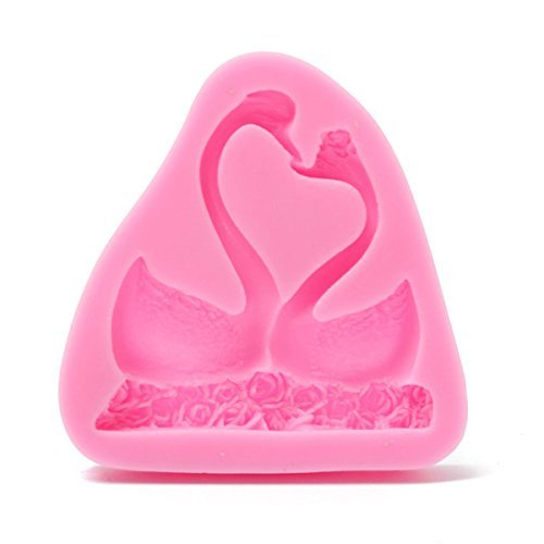 Swan Silicone Cake Mold Valentine Gift Loving Swans Rose Lace Baking Mould shopping N2
