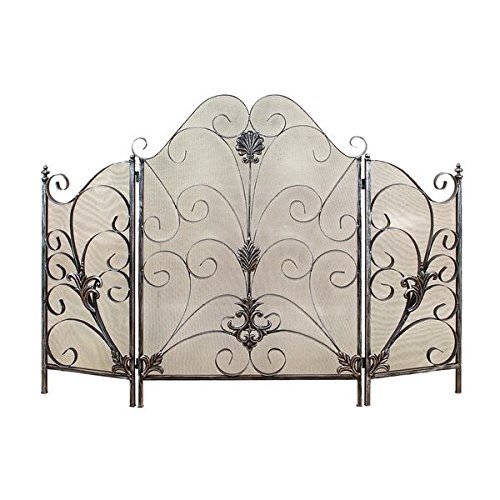 Metal Mesh Protective 3 Panel Fireplace Screen