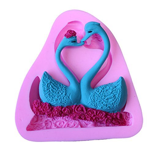 Swan Silicone Cake Mold Valentine Gift Loving Swans Rose Lace Baking Mould shopping N4