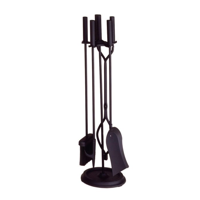 Contemporary 4 Piece Black Fireplace Tool Set N2