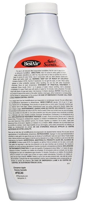 BestAir FSCA6 Splash Scents Cinnamon Apple Scent 16 oz. (PACK OF 1)
