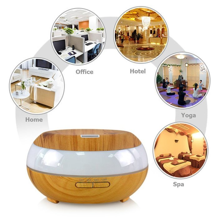 Essential Oil Diffuser Humidifier, Aliceclub 300ml Wood Grain Ultrasonic Cool Mist Humidifier with 7 Color LED...