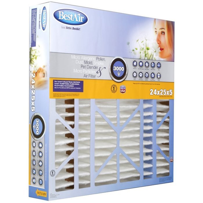 BestAir CB2425-13R Carrier/Bryant Pleated Filter, 24 by 25 by 5" N5