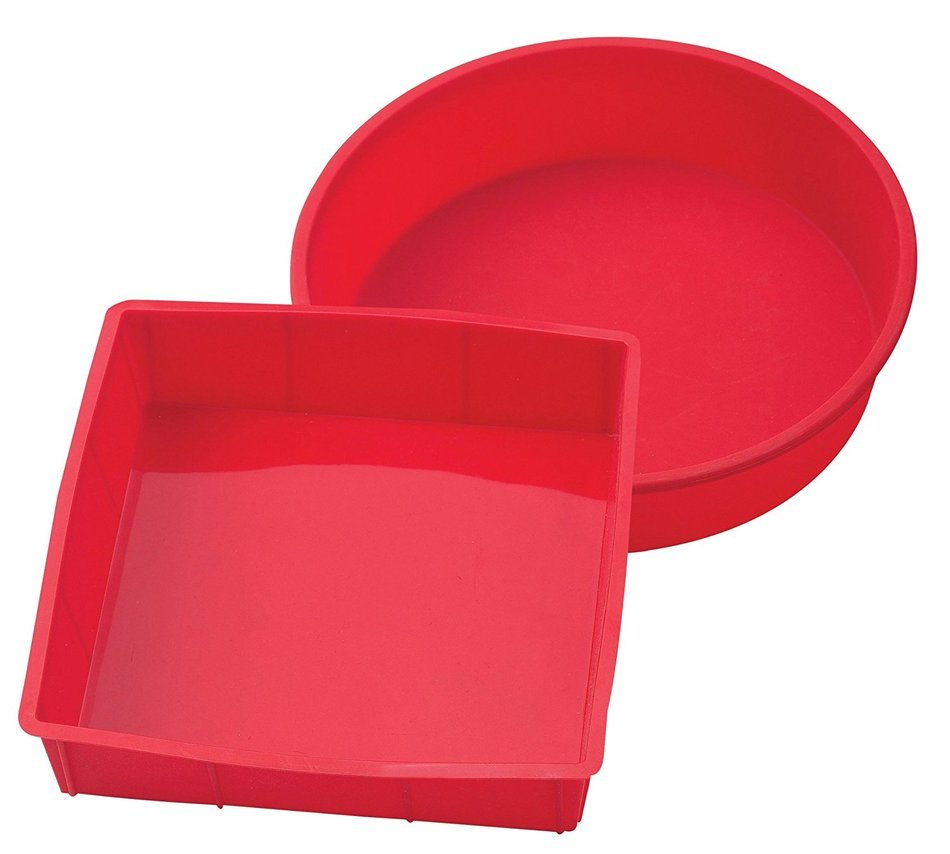 Mrs. Anderson&rsquo;s BPA Free Silicone 9&rdquo; Round Bake Pan and 9&rdquo; Square Bake Pan - Red