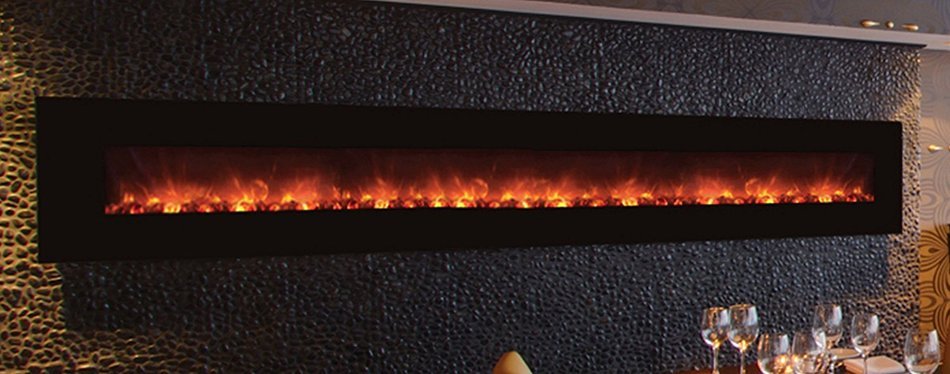 Modern Flames CLX Series Wall Mount/Built-in Electric Fireplace with Black Glass Front, 100-Inch N8