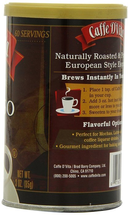 Caffe D'Vita Imported Instant Espresso, 3 Ounce Canister N5