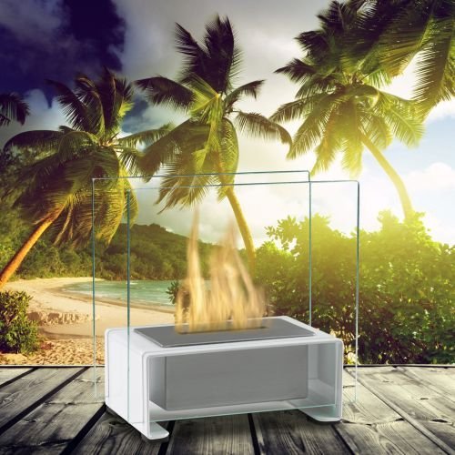 Gloss White Paris Tabletop Ethanol Fuel Fireplace