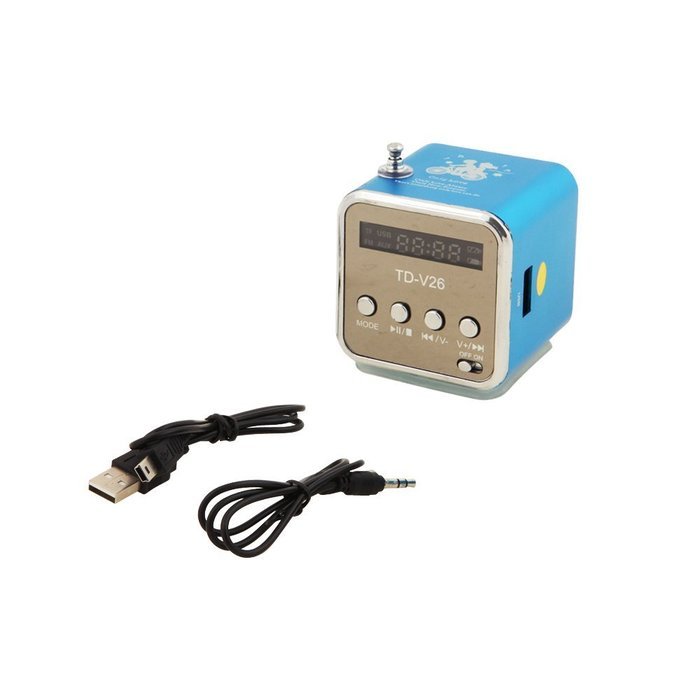 Mini TD-V26 Portable Digital Loudspeaker Box Amplifier USB Radio for iPad iPhone Blue N4
