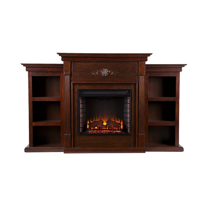 Tennyson Electric Fireplace w/ Bookcases - Ivory N6